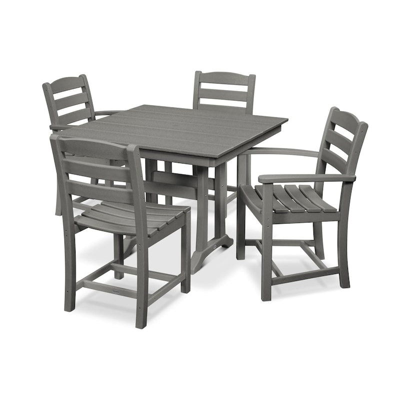 POLYWOOD La Casa Cafe 5 Piece Farmhouse Dining Set W Trestle Legs