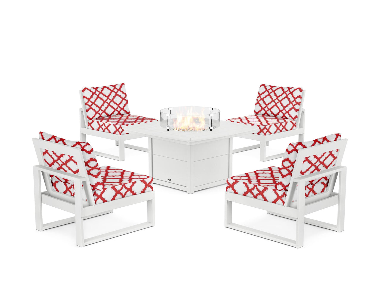 Trex Eastport Modular 5-Piece Deep Seating Set with Yacht Club Fire Pit Table