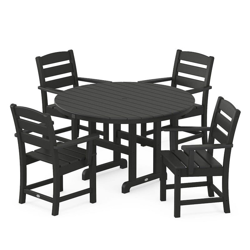 POLYWOOD Lakeside 5 Piece Round Arm Chair Dining Set