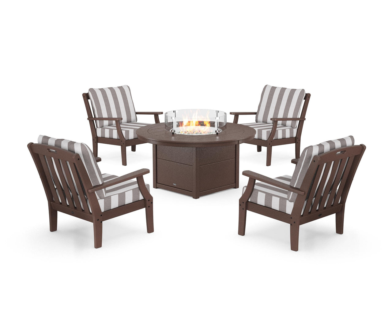 Trex Yacht Club 5-Piece Deep Seating Set with Round Fire Pit Table