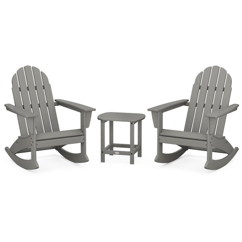 Polywood Vineyard 3 Piece Adirondack Rocking Chair Set With South Beach 18 Inch Side Table - Thumbnail 3