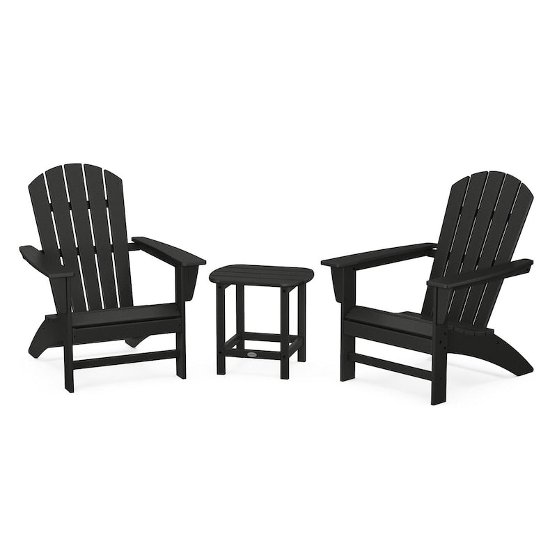 POLYWOOD Nautical 3 Piece Adirondack Set W South Beach 18 Inch Side Table
