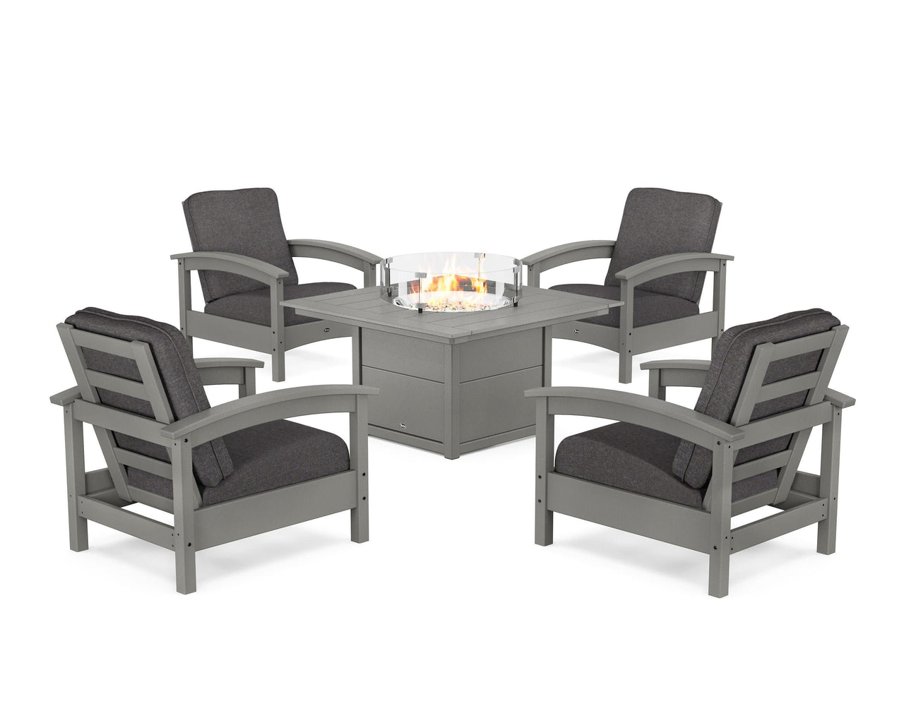 Trex Rockport 5-Piece Deep Seating Set with Square Fire Pit Table