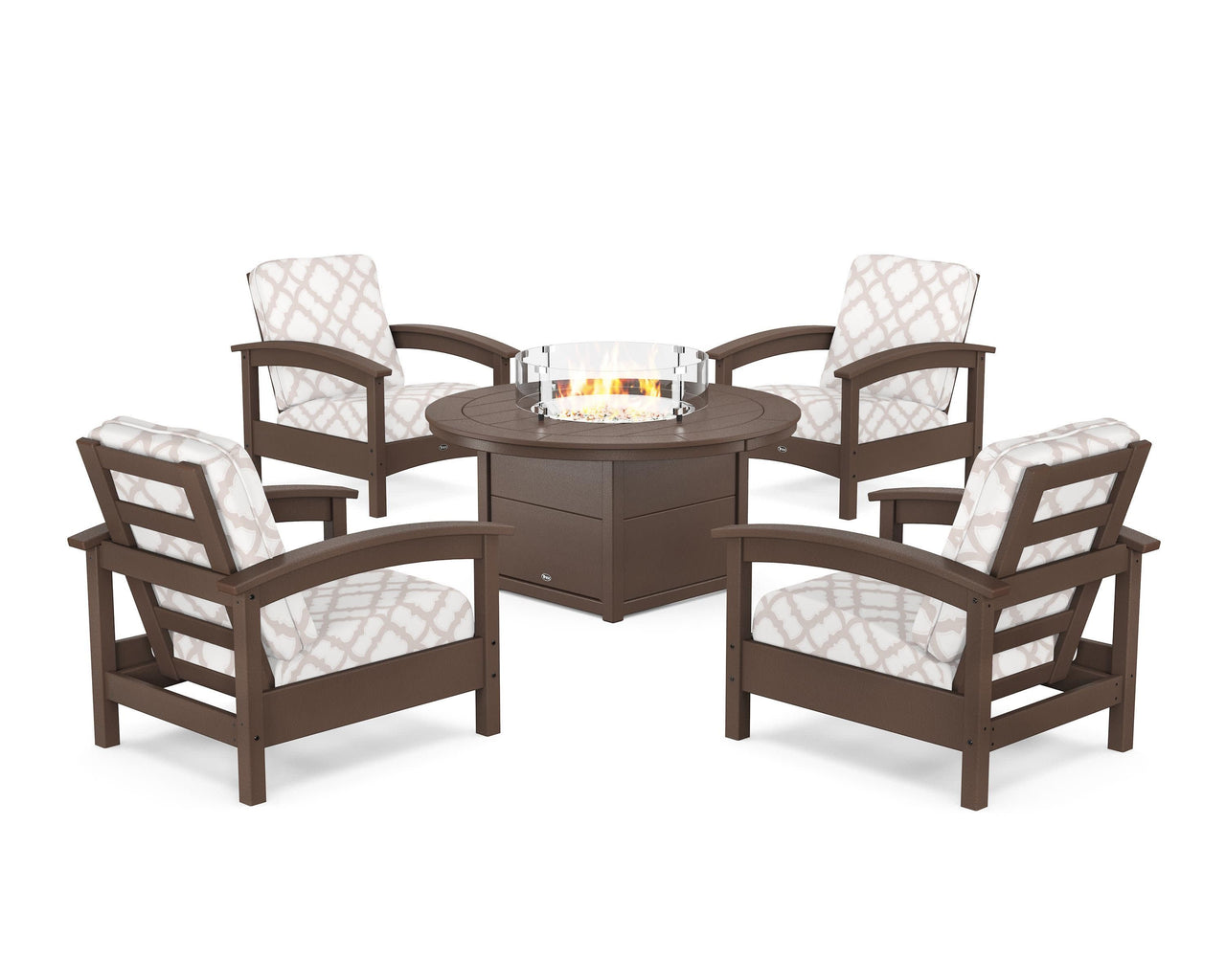 Trex Rockport 5-Piece Deep Seating Set with Round Fire Pit Table