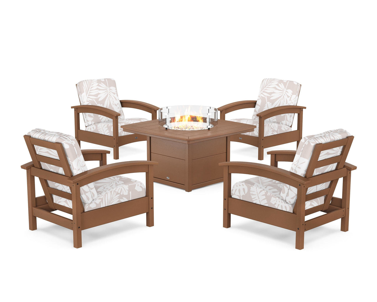 Trex Rockport 5-Piece Deep Seating Set with Yacht Club Fire Pit Table