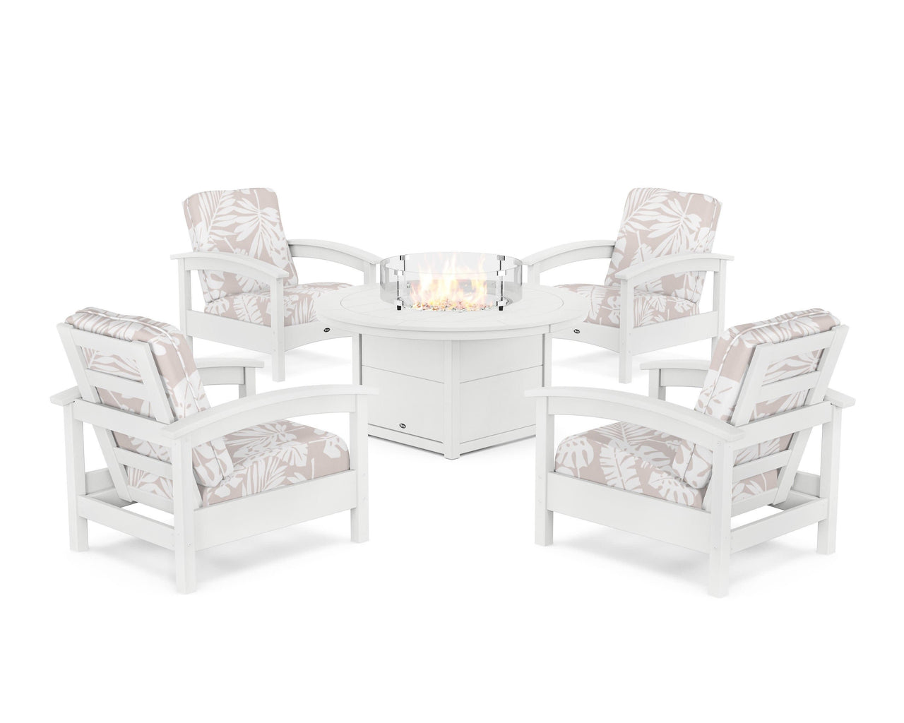 Trex Rockport 5-Piece Deep Seating Set with Round Fire Pit Table