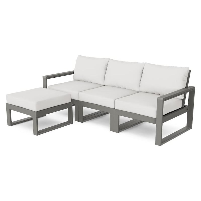 POLYWOOD Edge 4 Piece Modular Deep Seating Set With Ottoman