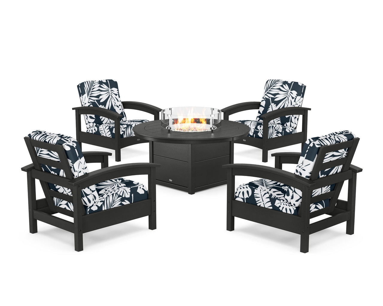 Trex Rockport 5-Piece Deep Seating Set with Round Fire Pit Table