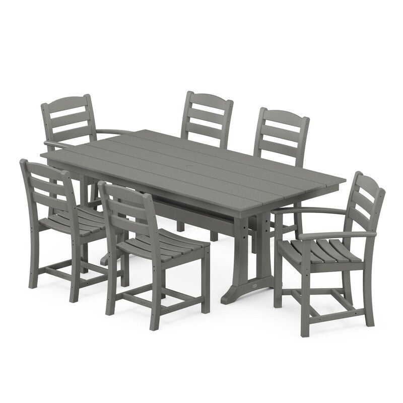 POLYWOOD La Casa Cafe 7 Piece Farmhouse Trestle Dining Set