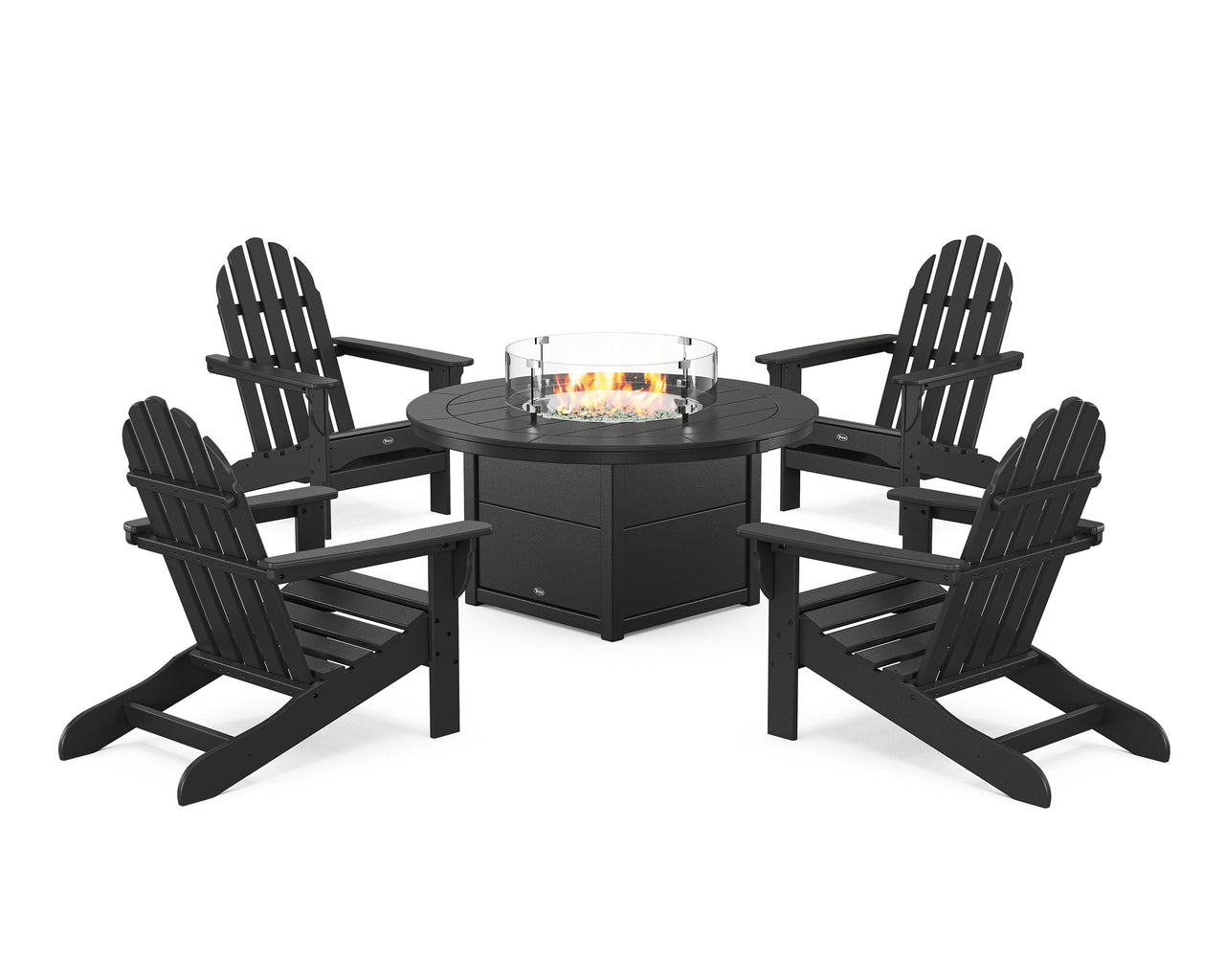 Trex Cape Cod Adirondack 5-Piece Set with Round Fire Pit Table