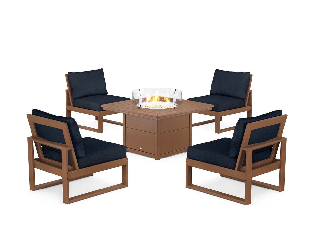 Trex Eastport Modular 5-Piece Deep Seating Set with Yacht Club Fire Pit Table