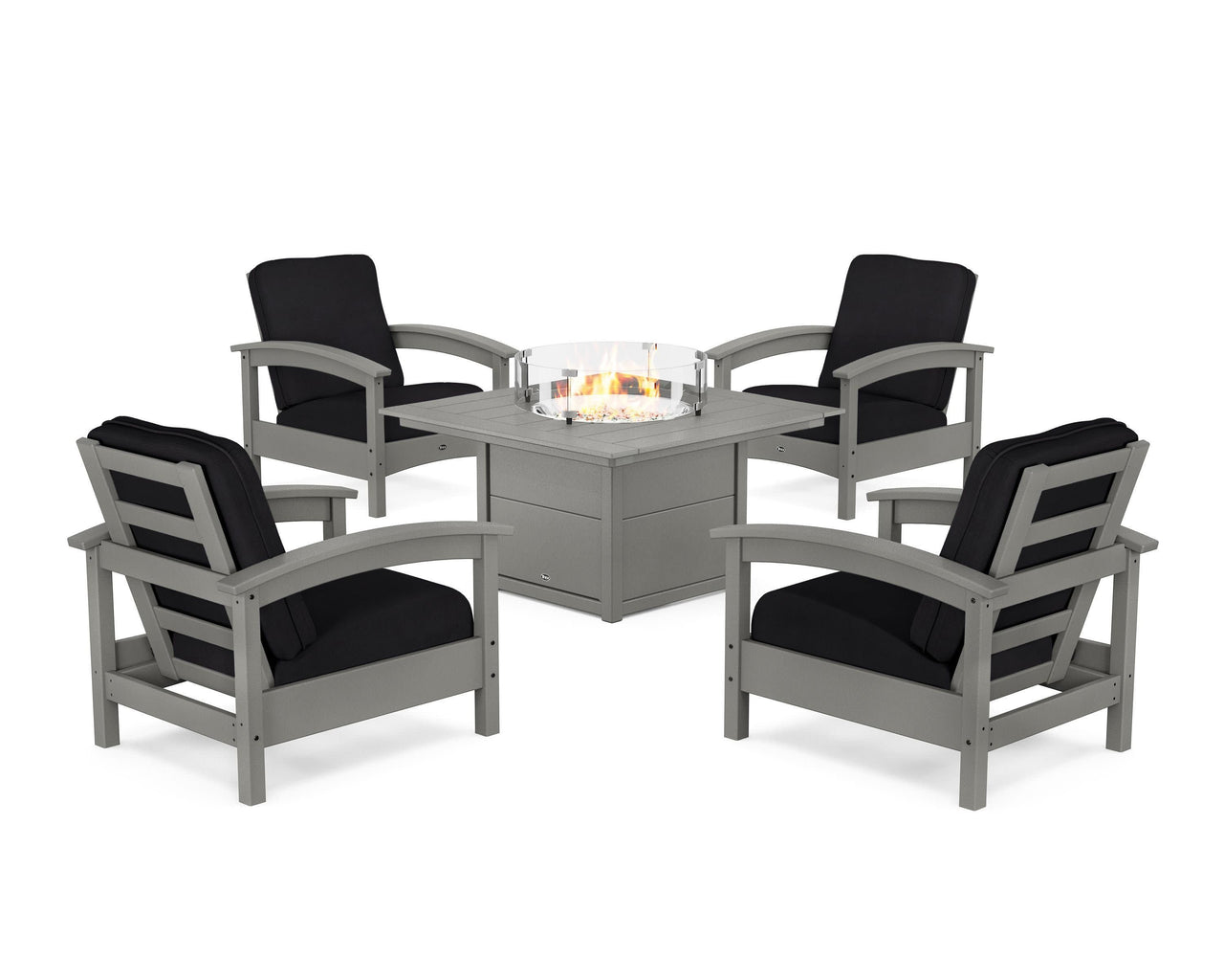 Trex Rockport 5-Piece Deep Seating Set with Square Fire Pit Table
