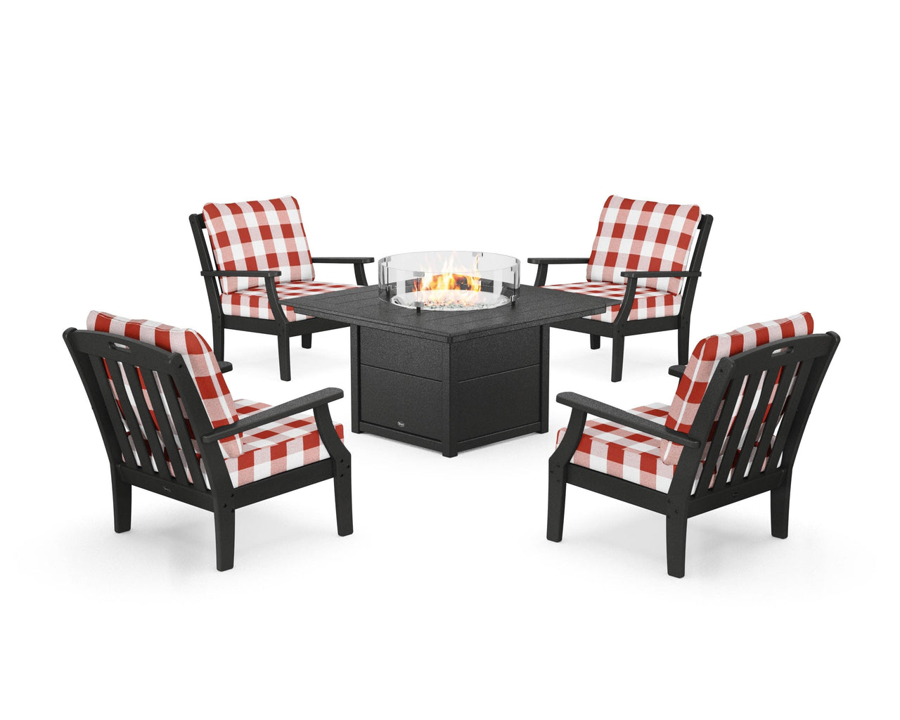 Trex Yacht Club 5-Piece Deep Seating Set with Square Fire Pit Table