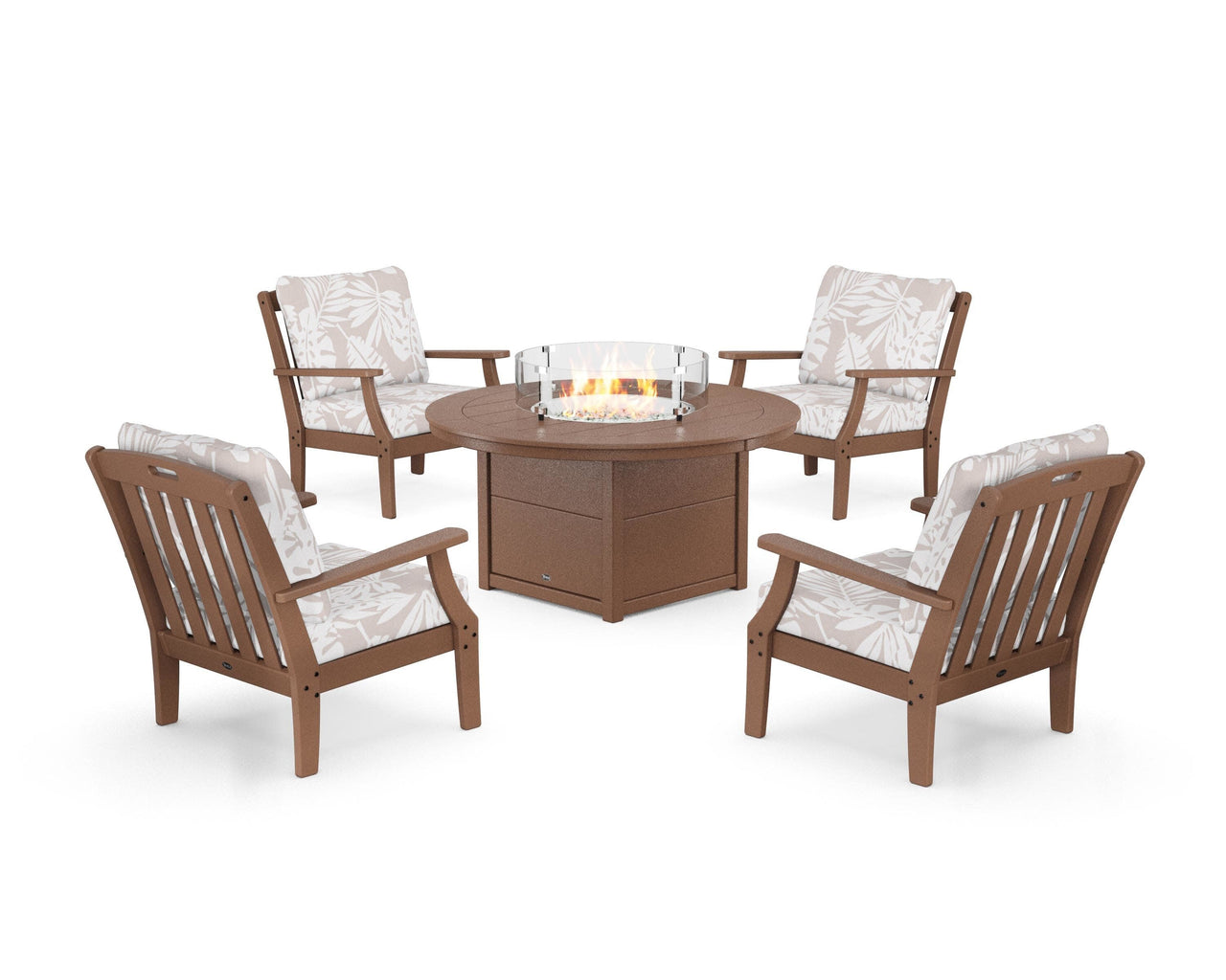 Trex Yacht Club 5-Piece Deep Seating Set with Round Fire Pit Table