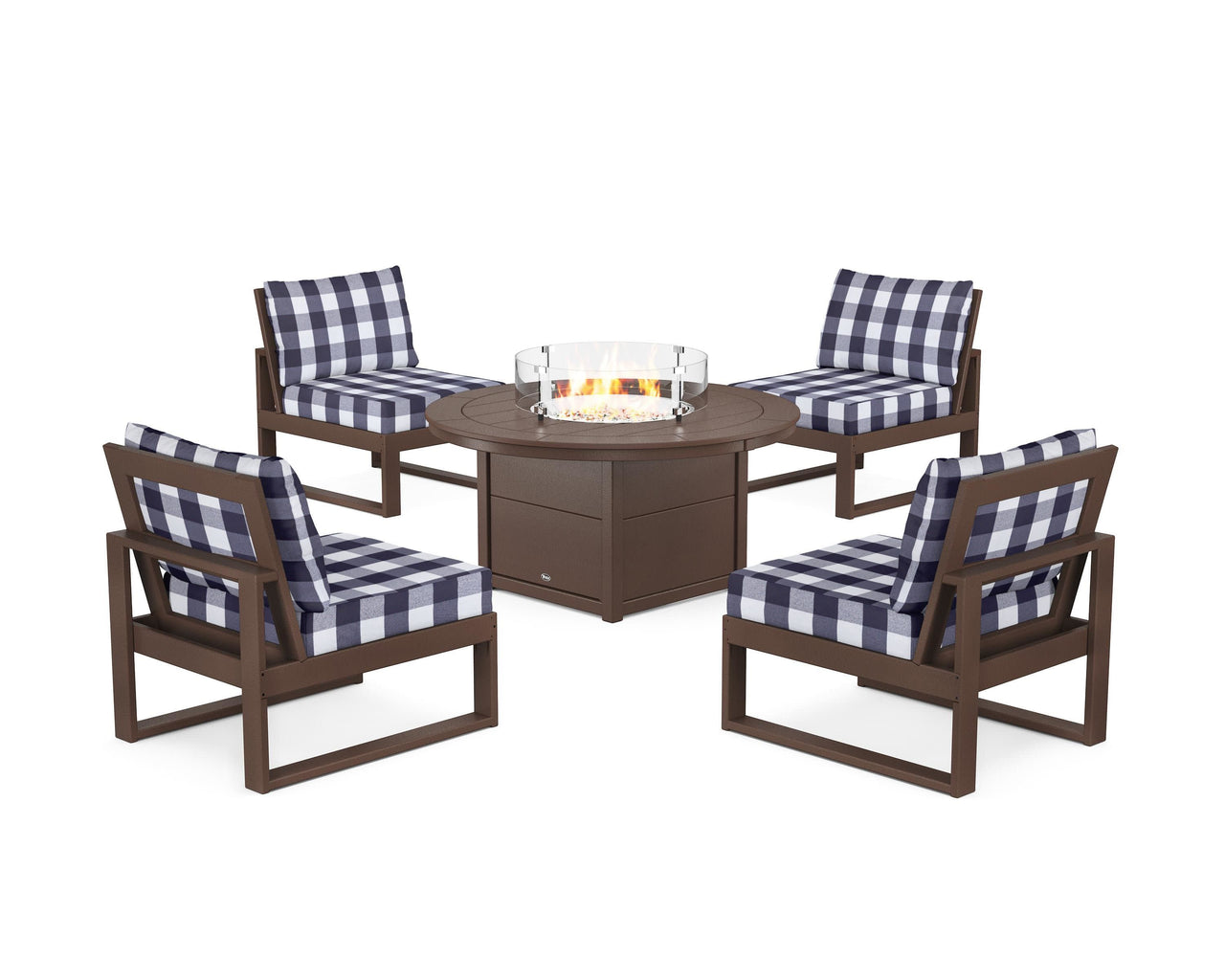 Trex Eastport Modular 5-Piece Deep Seating Set with Round Fire Pit Table