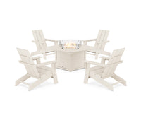 Thumbnail for Trex Eastport Modern Adirondack 5-Piece Set with Yacht Club Fire Pit Table - Sand Castle