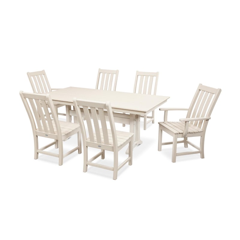 POLYWOOD  Vineyard 7 Piece Farmhouse Trestle Dining Set