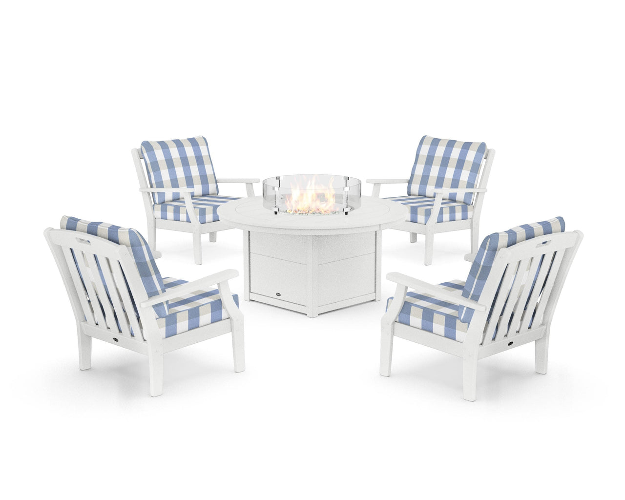 Trex Yacht Club 5-Piece Deep Seating Set with Round Fire Pit Table
