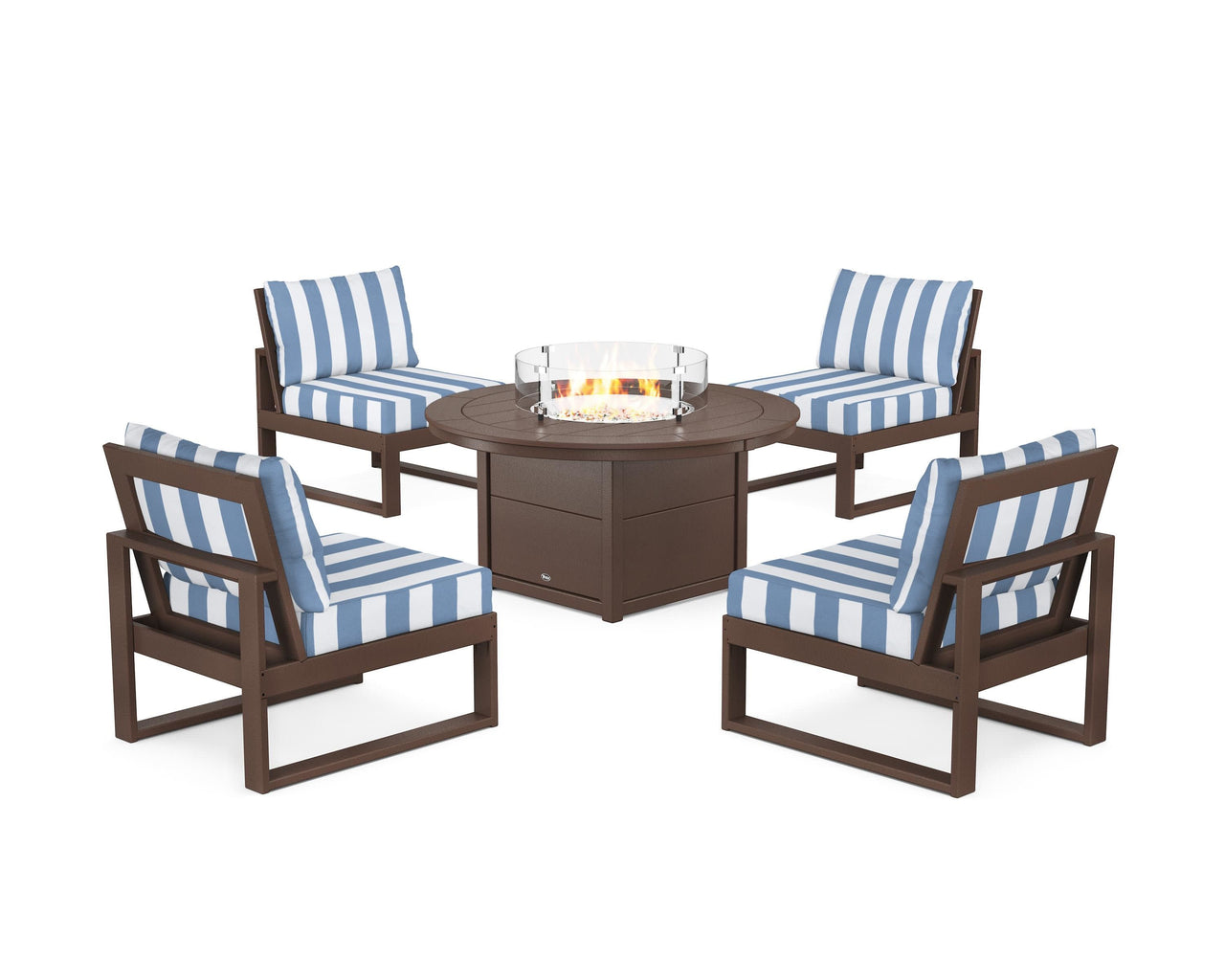 Trex Eastport Modular 5-Piece Deep Seating Set with Round Fire Pit Table