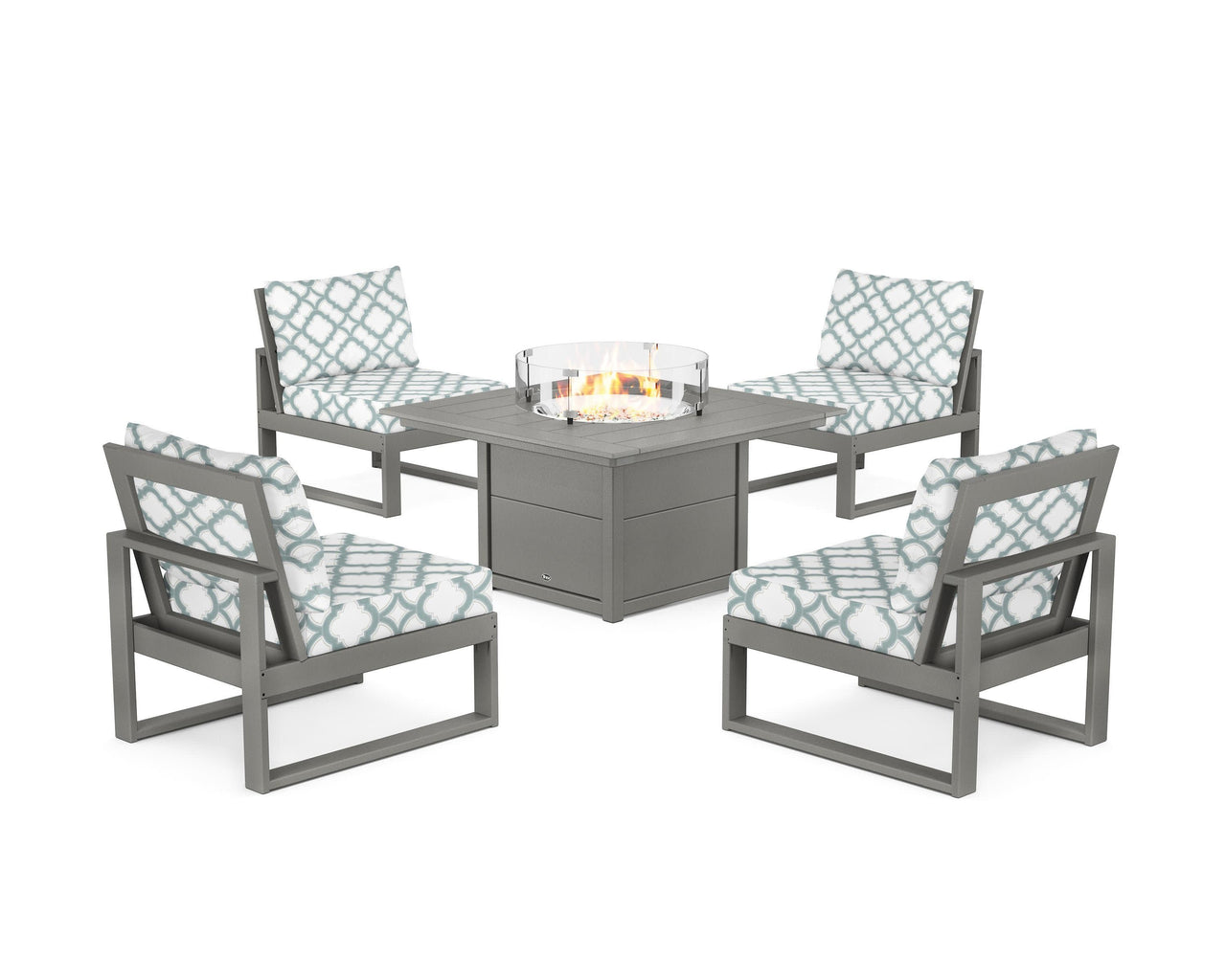Trex Eastport Modular 5-Piece Deep Seating Set with Square Fire Pit Table