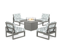 Thumbnail for Trex Eastport Modular 5-Piece Deep Seating Set with Square Fire Pit Table