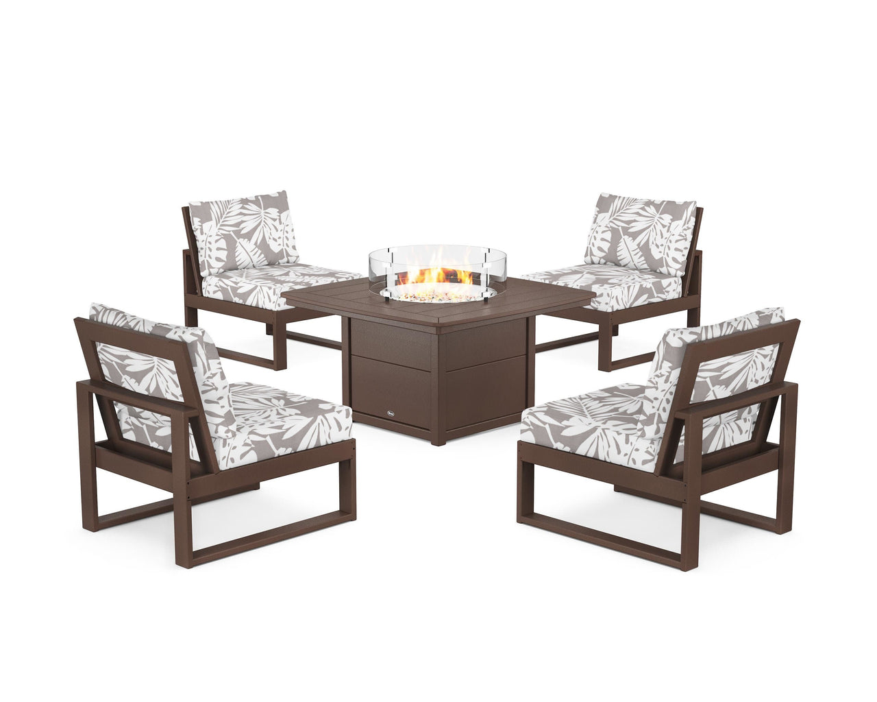 Trex Eastport Modular 5-Piece Deep Seating Set with Yacht Club Fire Pit Table