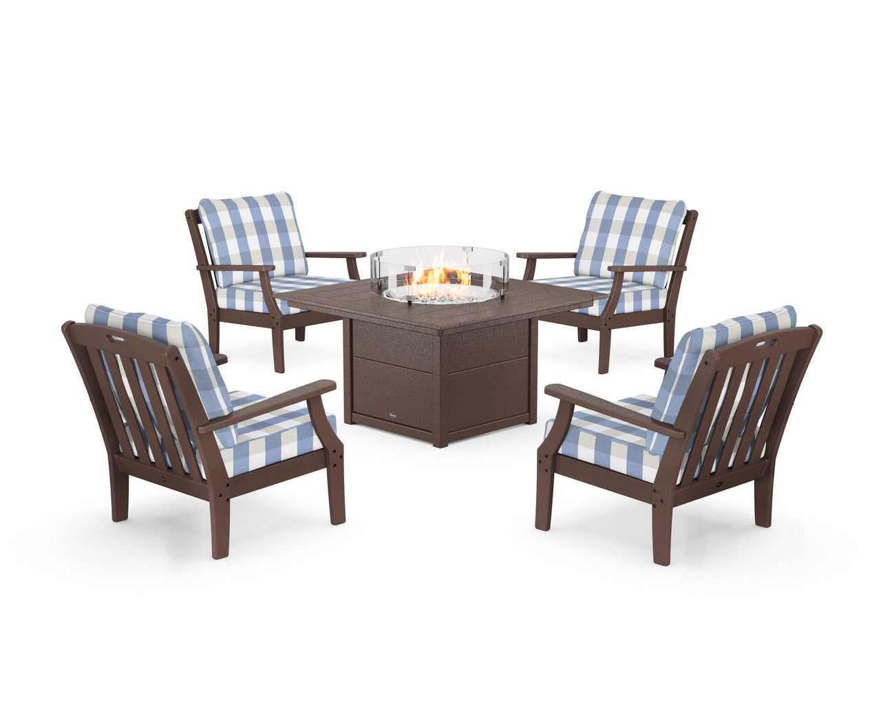 Trex Yacht Club 5-Piece Deep Seating Set with Square Fire Pit Table