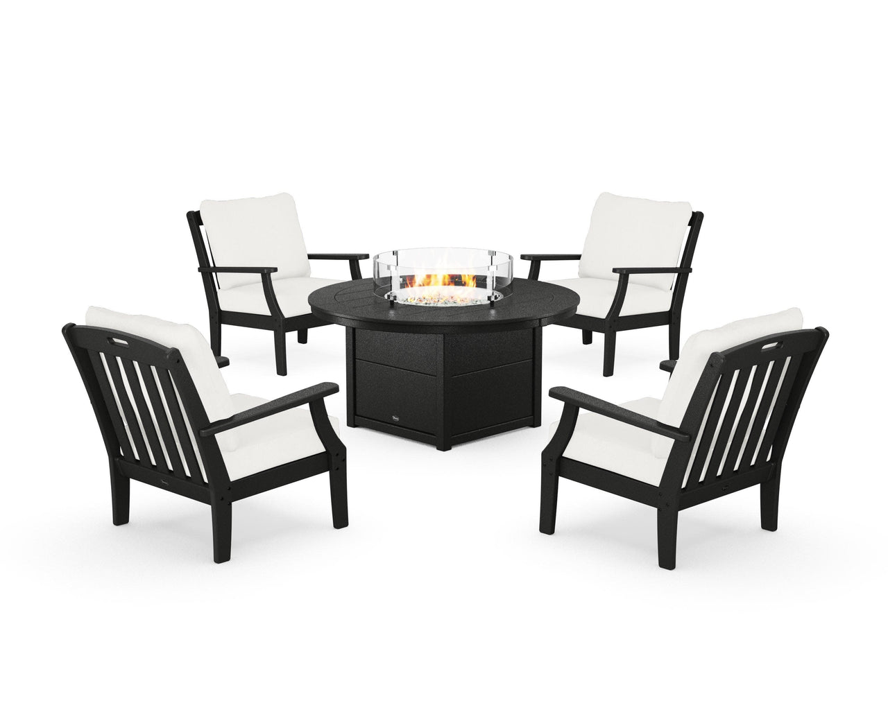 Trex Yacht Club 5-Piece Deep Seating Set with Round Fire Pit Table