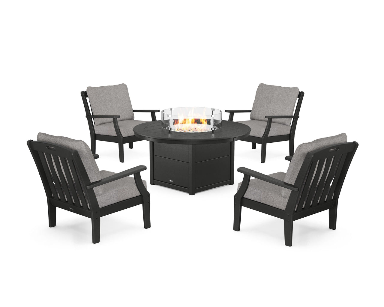 Trex Yacht Club 5-Piece Deep Seating Set with Round Fire Pit Table