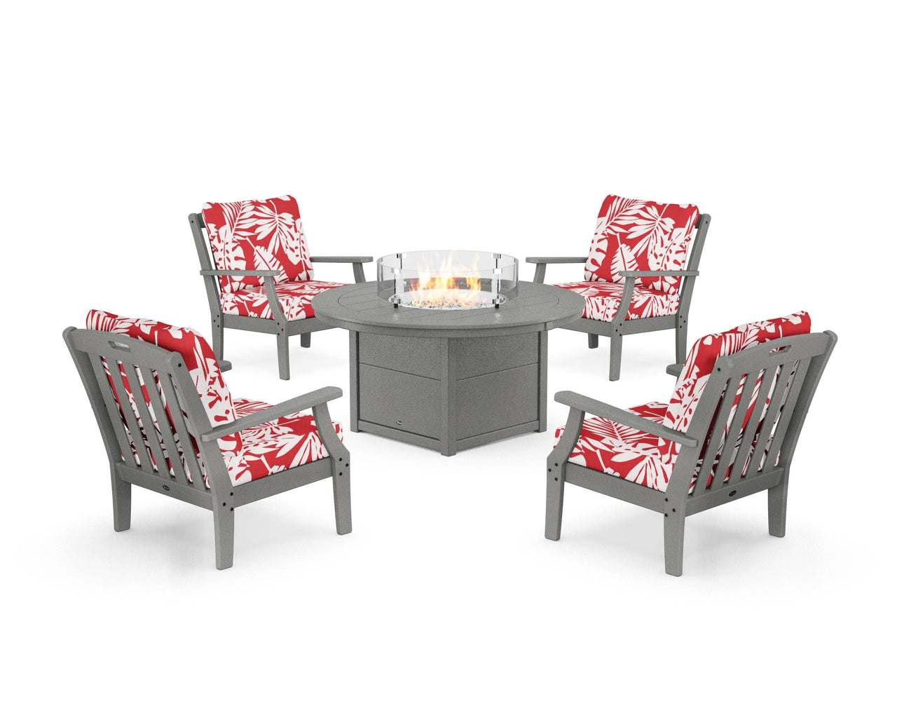 Trex Yacht Club 5-Piece Deep Seating Set with Round Fire Pit Table