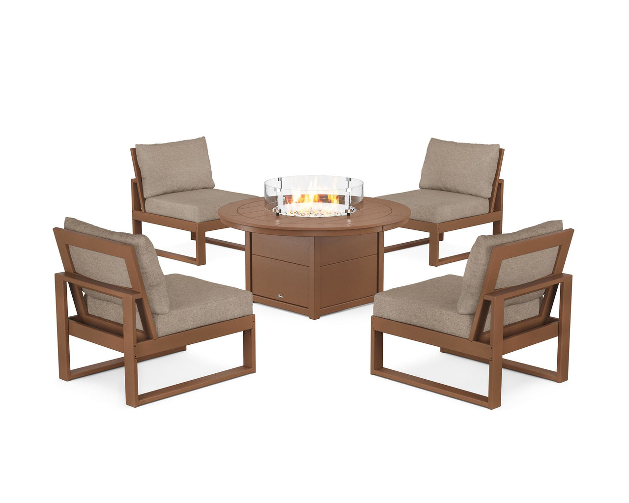 Trex Eastport Modular 5-Piece Deep Seating Set with Round Fire Pit Table