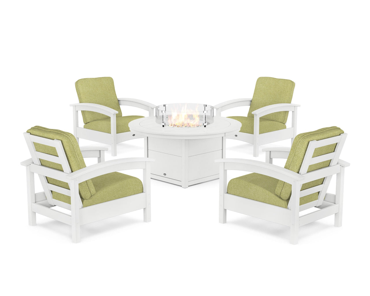 Trex Rockport 5-Piece Deep Seating Set with Round Fire Pit Table