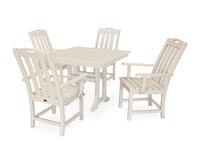 Thumbnail for Trex Yacht Club 5-Piece Farmhouse Trestle Arm Chair Dining Set - Sand Castle
