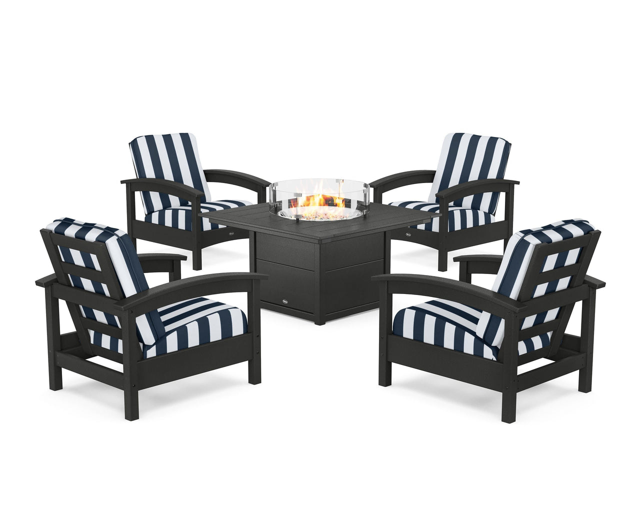 Trex Rockport 5-Piece Deep Seating Set with Square Fire Pit Table