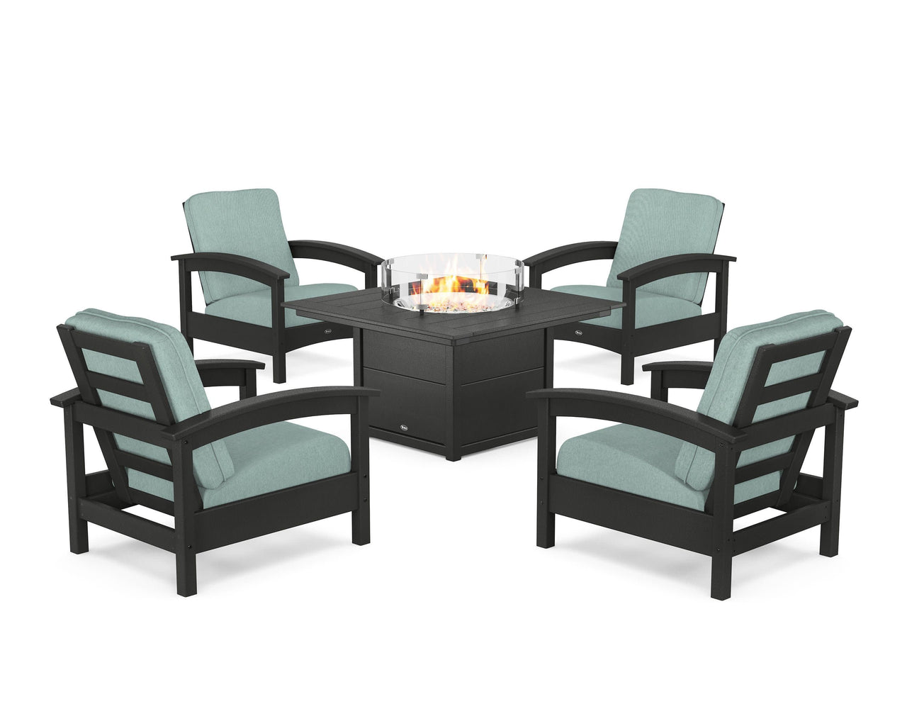 Trex Rockport 5-Piece Deep Seating Set with Square Fire Pit Table