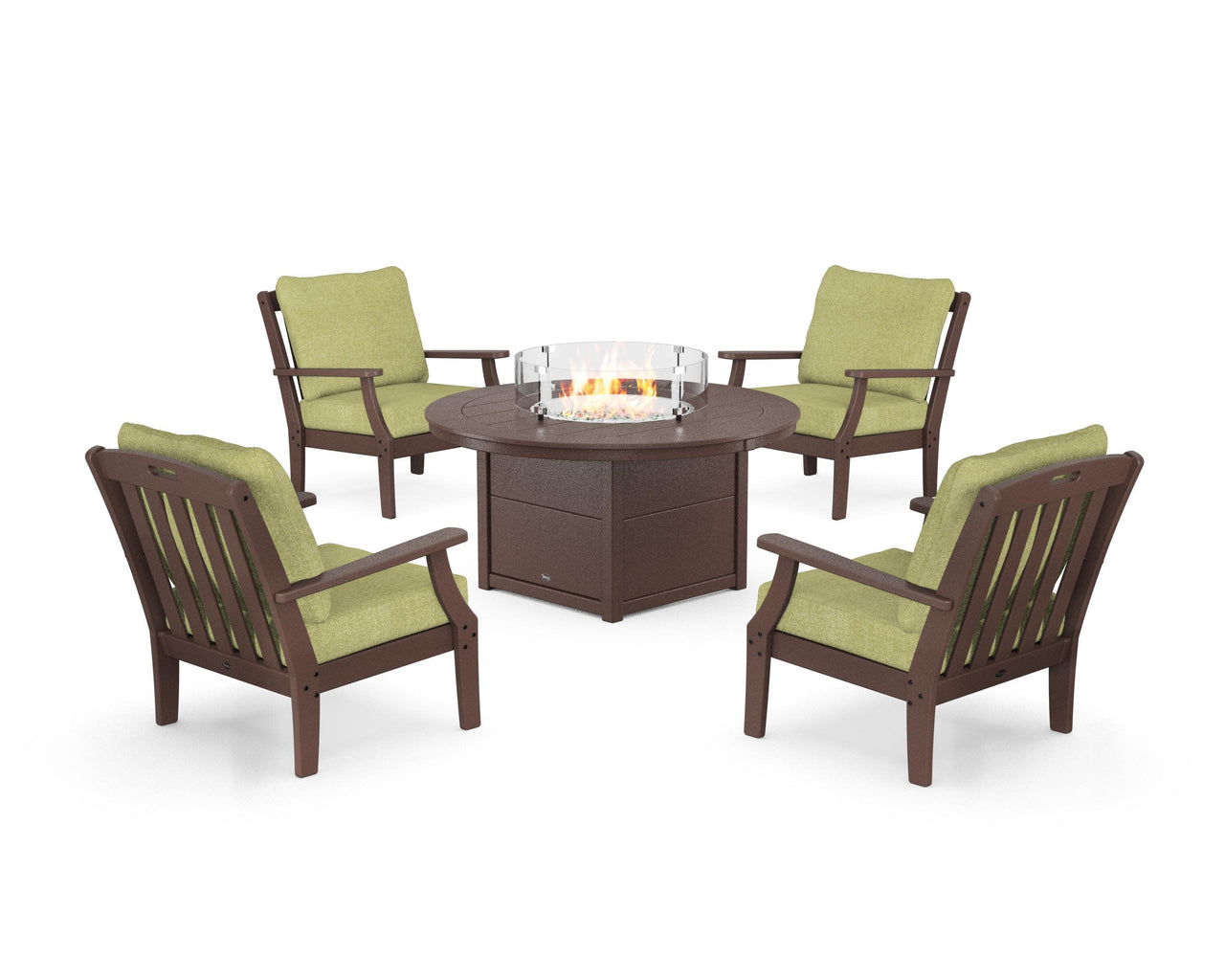 Trex Yacht Club 5-Piece Deep Seating Set with Round Fire Pit Table