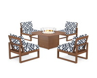 Thumbnail for Trex Eastport Modular 5-Piece Deep Seating Set with Yacht Club Fire Pit Table