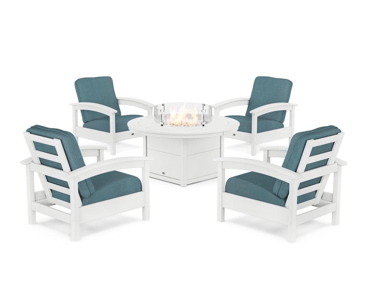 Trex Rockport 5-Piece Deep Seating Set with Round Fire Pit Table