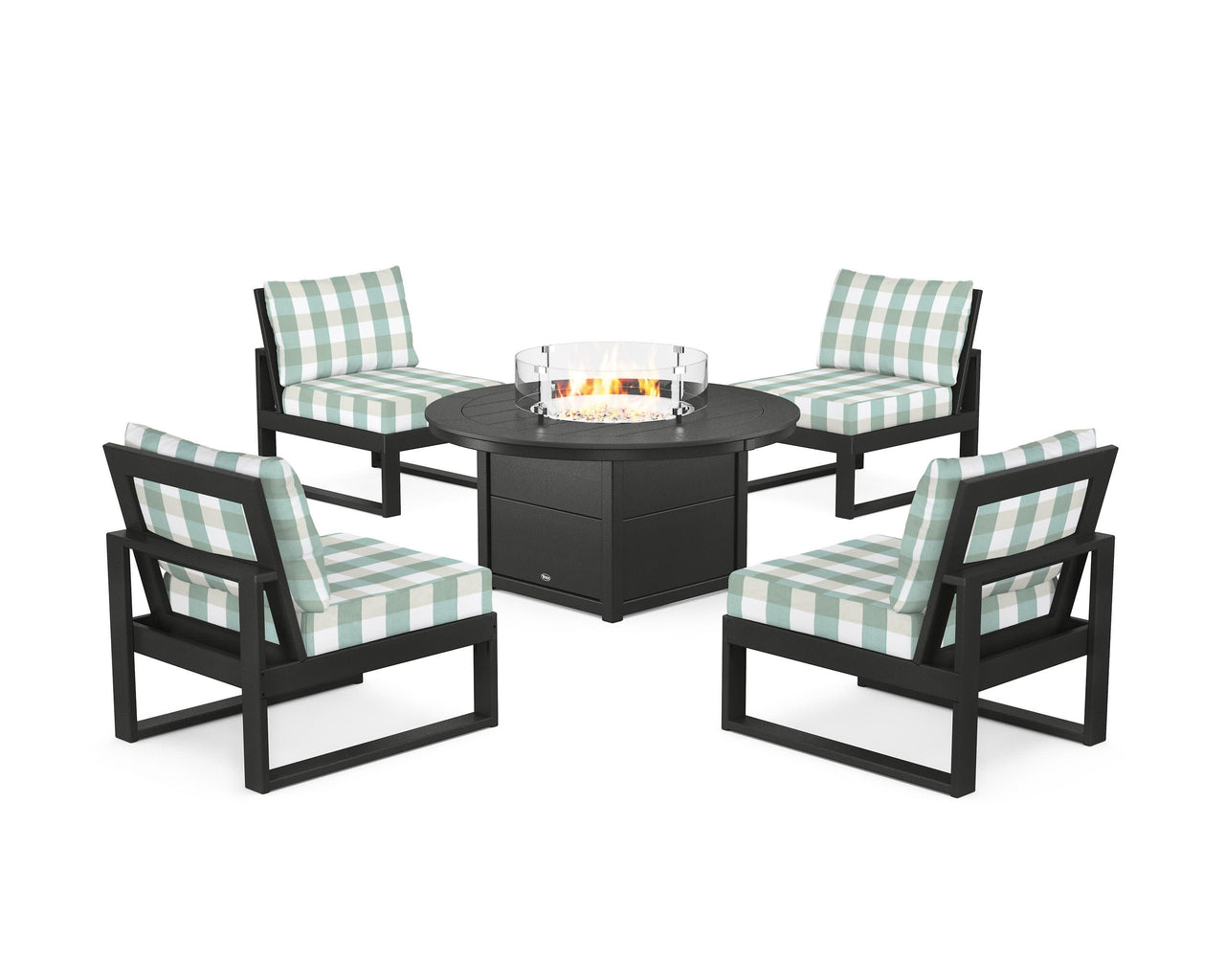 Trex Eastport Modular 5-Piece Deep Seating Set with Round Fire Pit Table