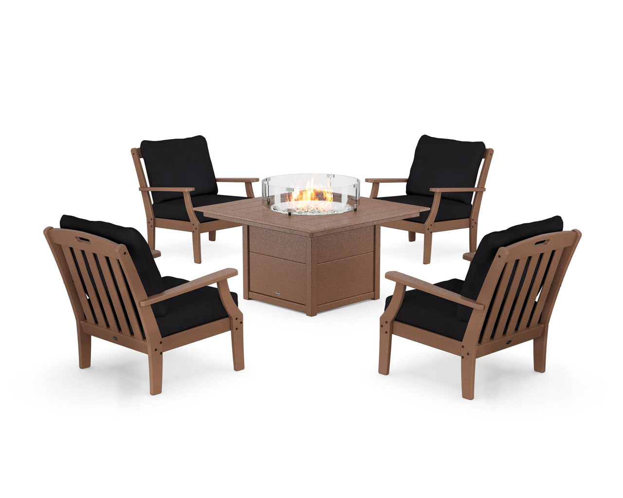 Trex Yacht Club 5-Piece Deep Seating Set with Square Fire Pit Table