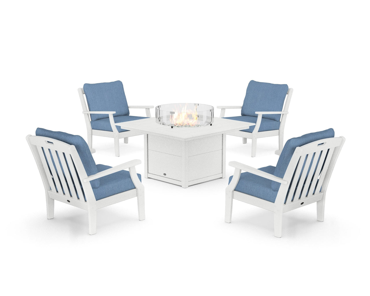 Trex Yacht Club 5-Piece Deep Seating Set with Square Fire Pit Table