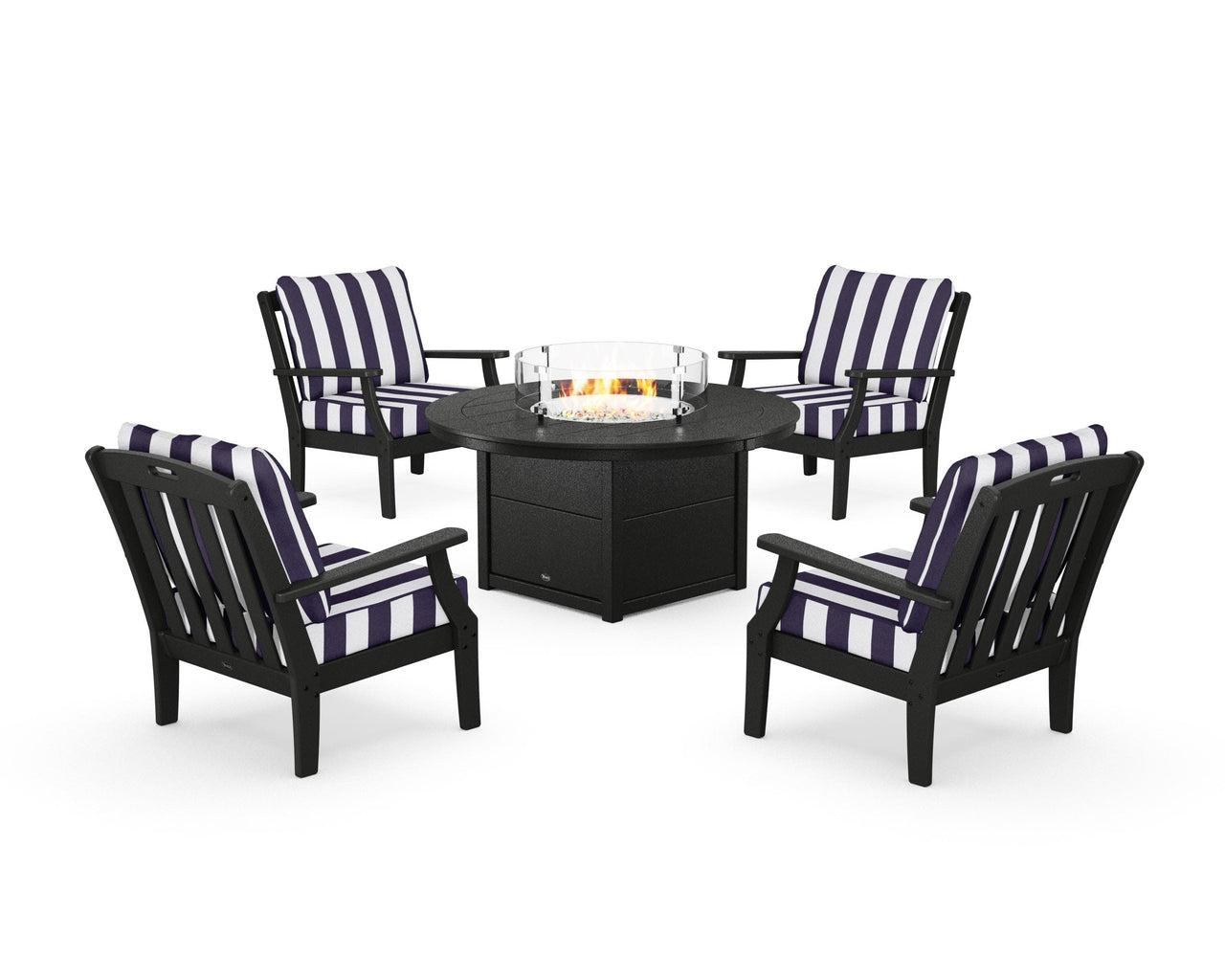 Trex Yacht Club 5-Piece Deep Seating Set with Round Fire Pit Table