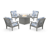 Thumbnail for Trex Yacht Club 5-Piece Deep Seating Set with Round Fire Pit Table