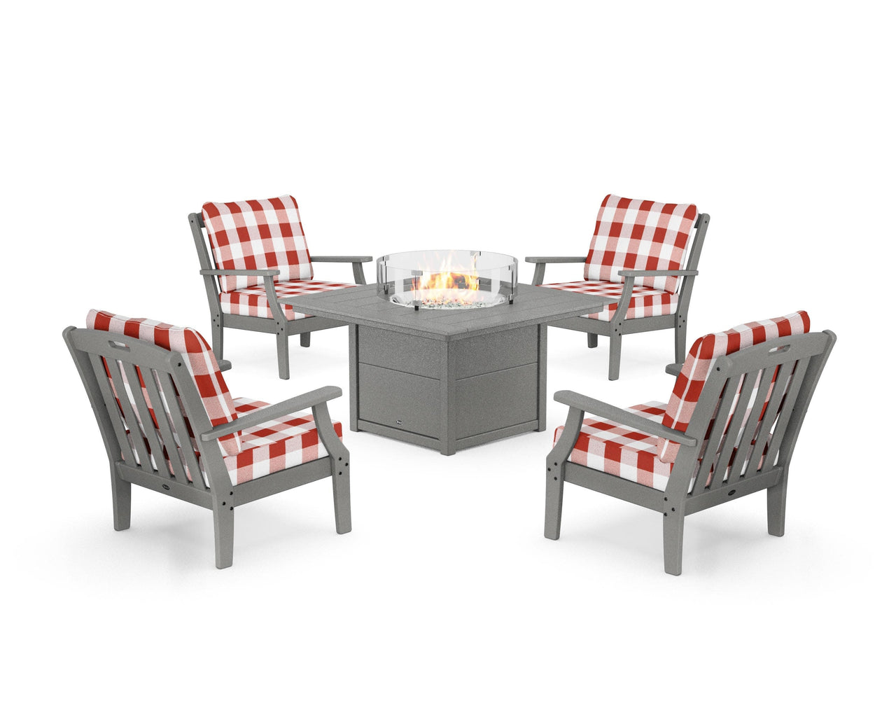 Trex Yacht Club 5-Piece Deep Seating Set with Square Fire Pit Table