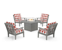 Thumbnail for Trex Yacht Club 5-Piece Deep Seating Set with Square Fire Pit Table