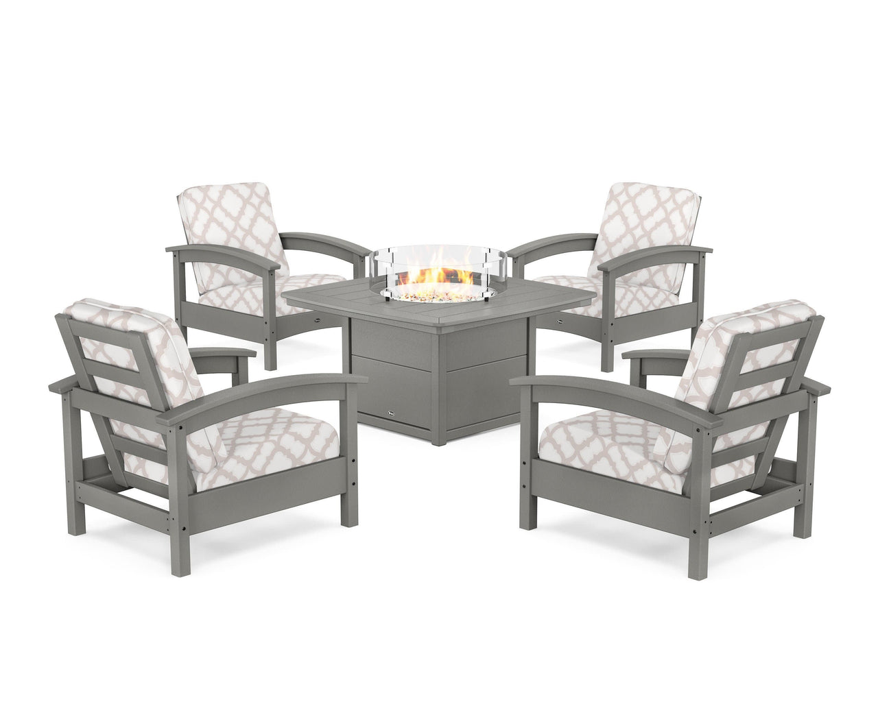 Trex Rockport 5-Piece Deep Seating Set with Yacht Club Fire Pit Table