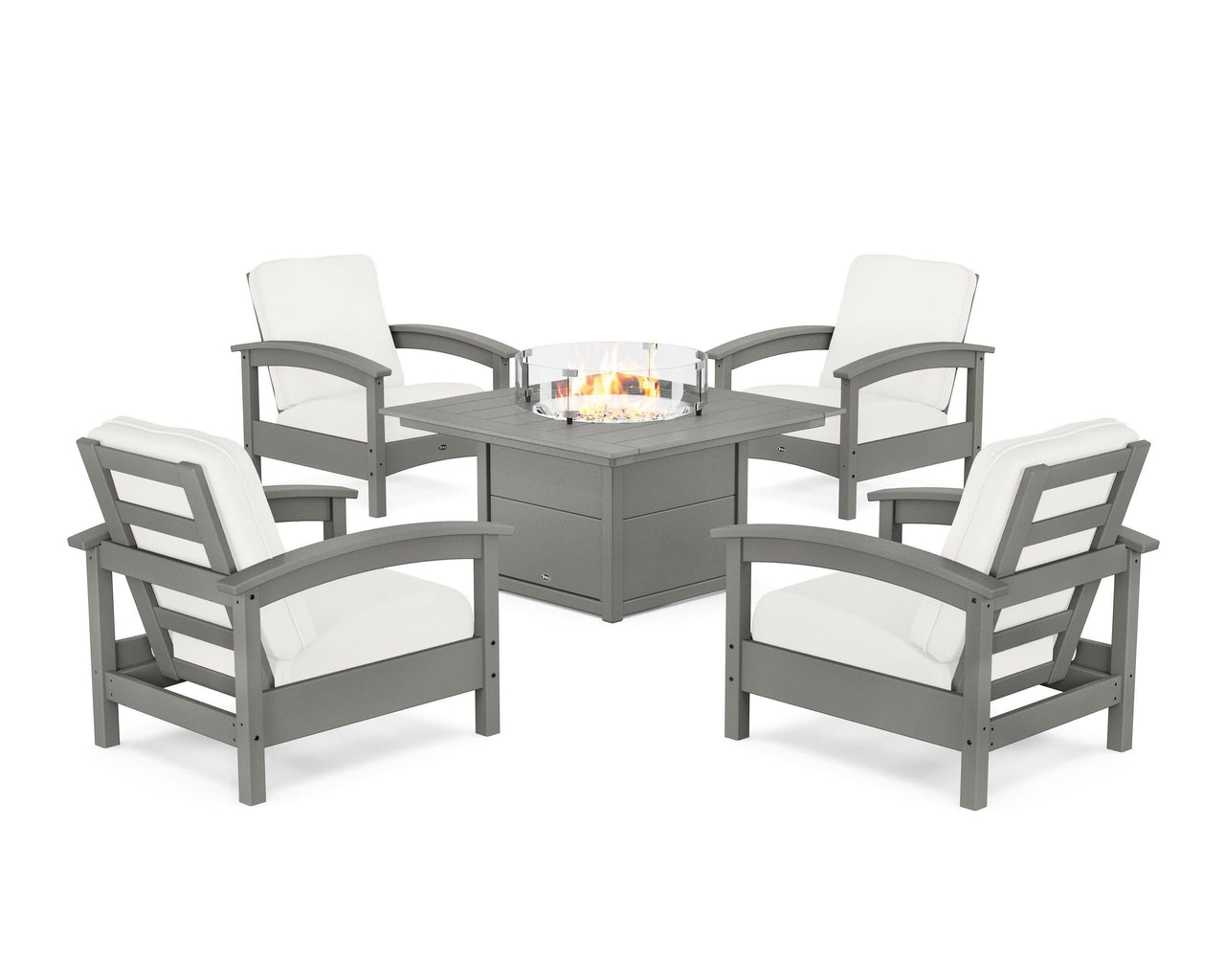 Trex Rockport 5-Piece Deep Seating Set with Square Fire Pit Table