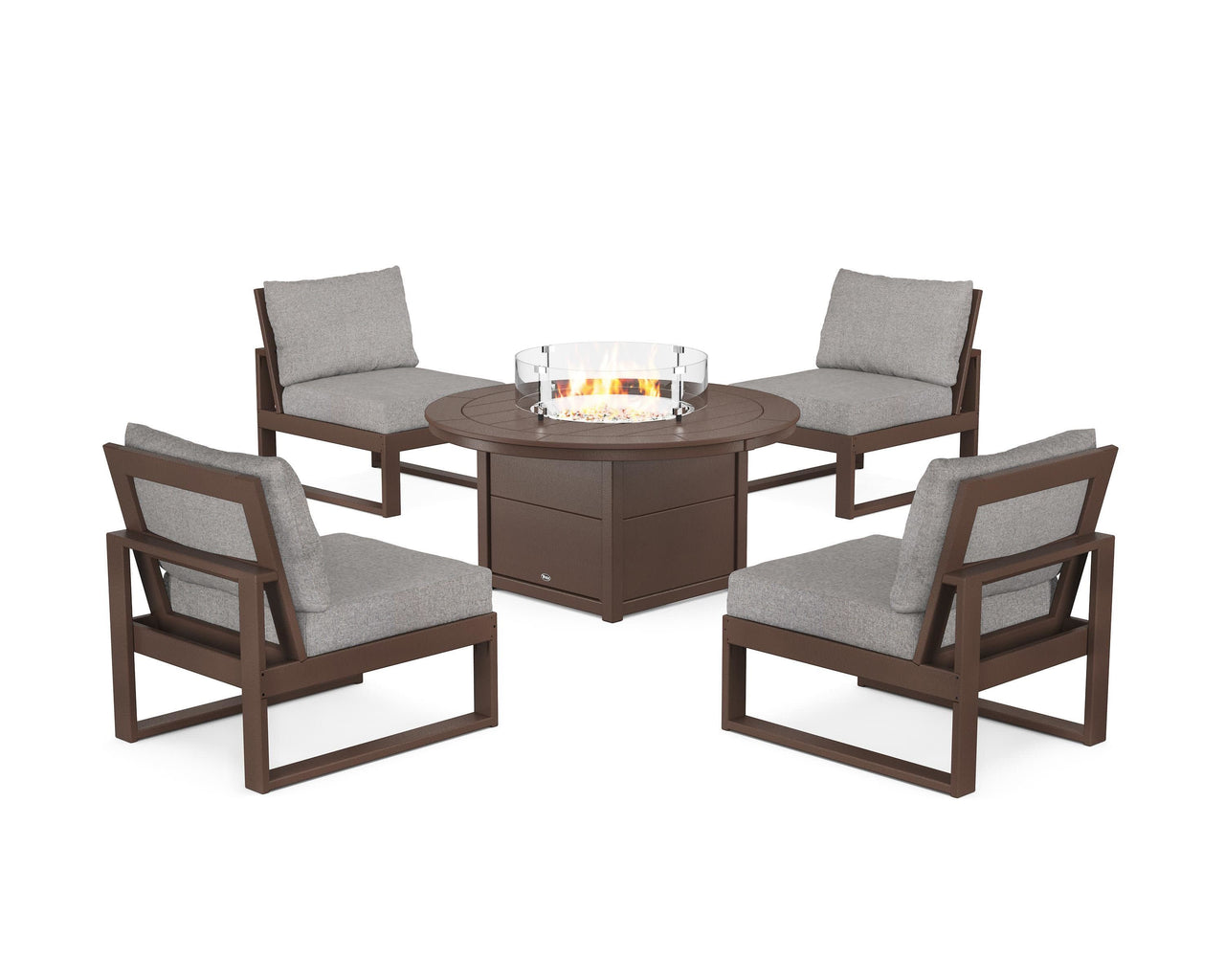 Trex Eastport Modular 5-Piece Deep Seating Set with Round Fire Pit Table