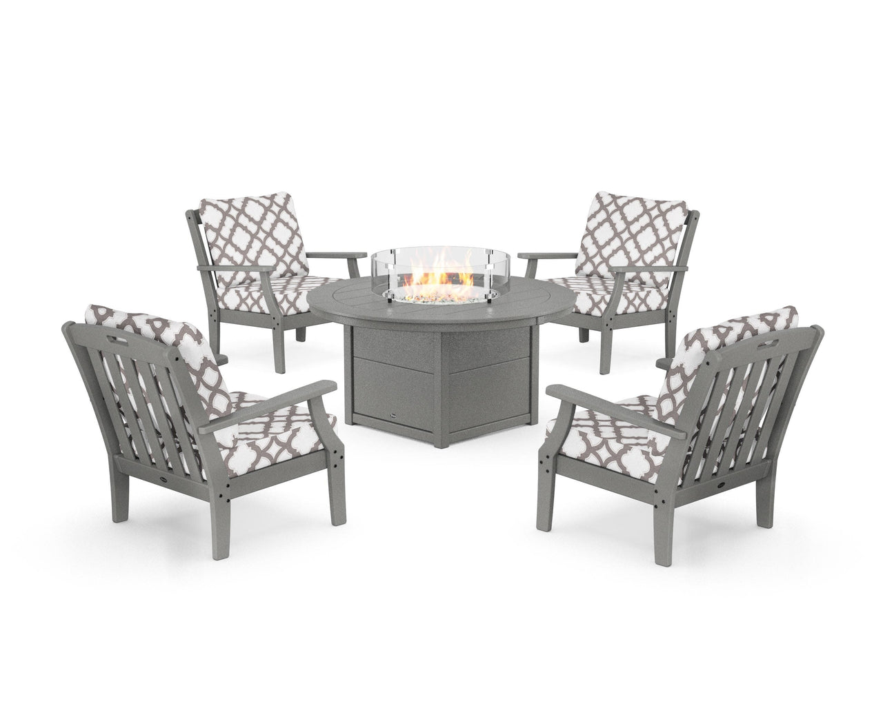 Trex Yacht Club 5-Piece Deep Seating Set with Round Fire Pit Table