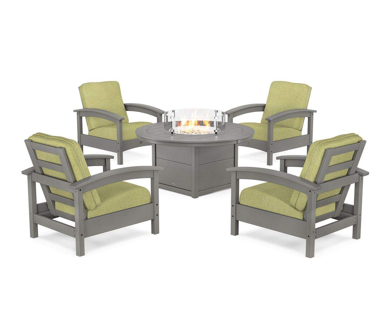 Trex Rockport 5-Piece Deep Seating Set with Round Fire Pit Table
